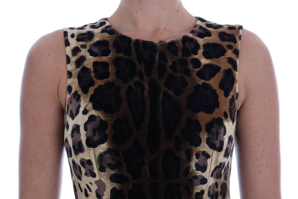Dolce & Gabbana Brown Leopard Print Silk Sheath Dress - Zeiniez