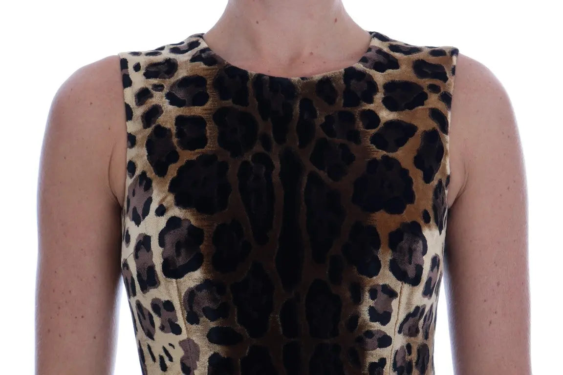 Dolce & Gabbana Brown Leopard Print Silk Sheath Dress - Zeiniez