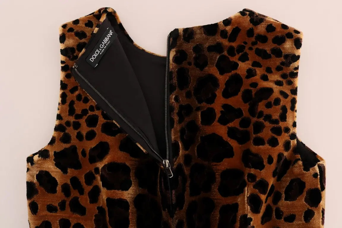 Dolce & Gabbana Brown Leopard Print Silk Sheath Dress - Zeiniez
