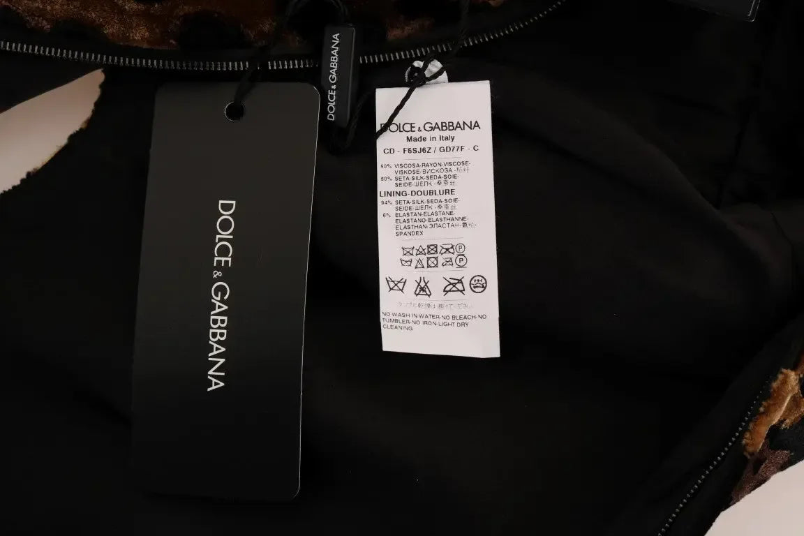 Dolce & Gabbana Brown Leopard Print Silk Sheath Dress - Zeiniez