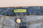 Versace Jeans Blue Wash Torn Stretch Slim Fit Jeans - Zeiniez