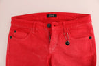Costume National Red Cotton Stretch Slim Jeans - Zeiniez