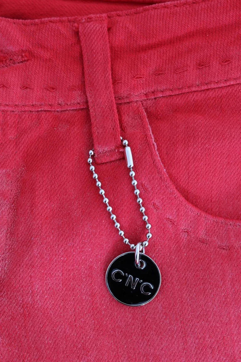 Costume National Red Cotton Stretch Slim Jeans - Zeiniez