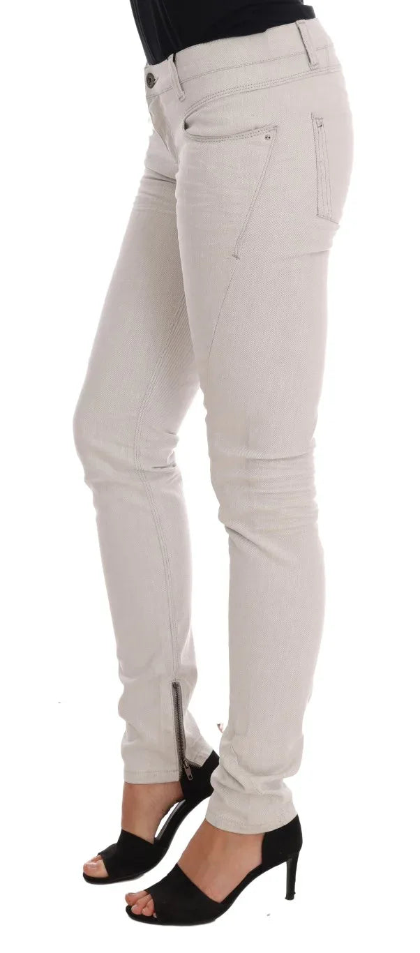 Costume National White Cotton Stretch Slim Jeans - Zeiniez