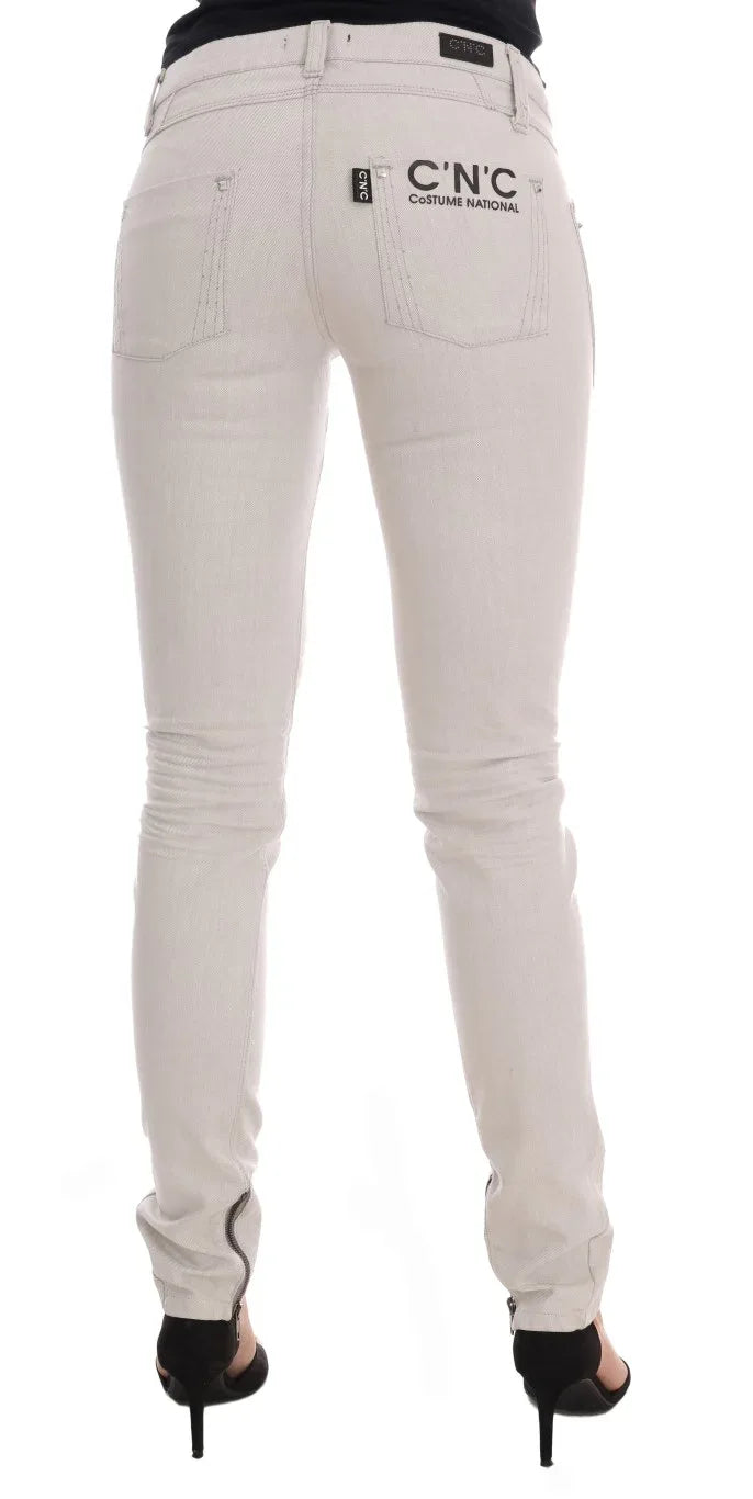 Costume National White Cotton Stretch Slim Jeans - Zeiniez