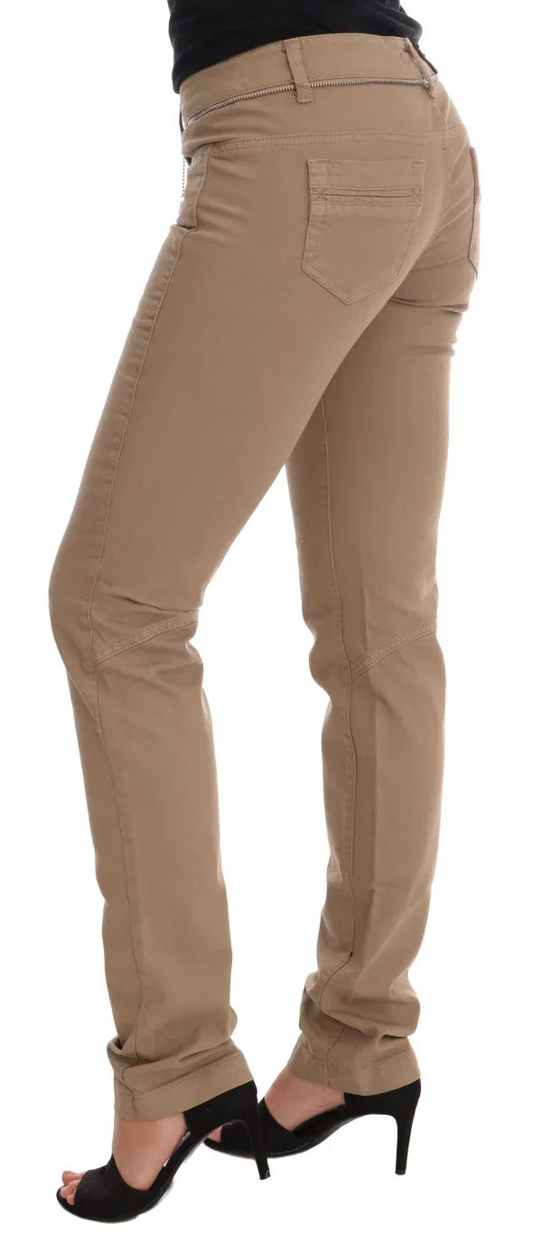 Costume National Beige Cotton Stretch Slim Fit Jeans - Zeiniez