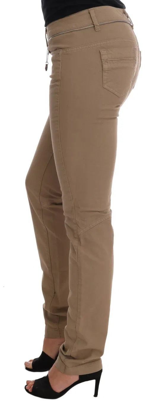 Costume National Beige Cotton Stretch Slim Fit Jeans - Zeiniez