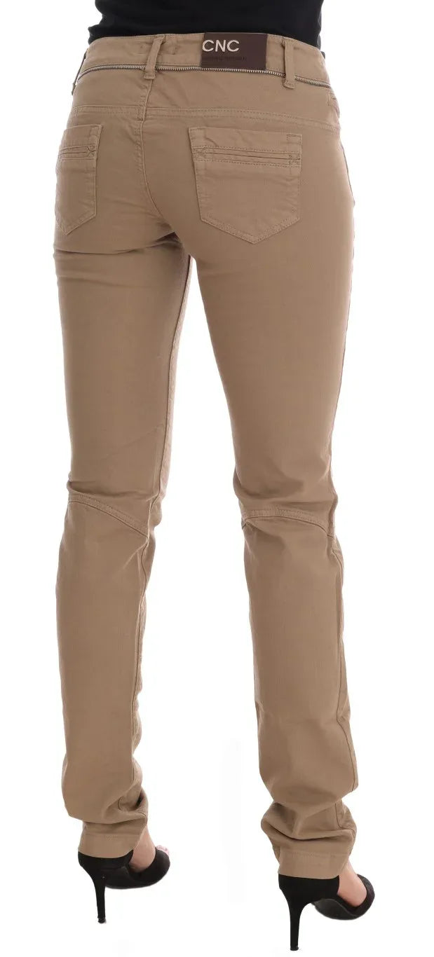 Costume National Beige Cotton Stretch Slim Fit Jeans - Zeiniez