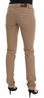 Costume National Beige Cotton Stretch Slim Fit Jeans - Zeiniez