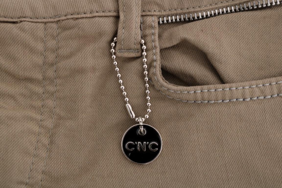 Costume National Beige Cotton Stretch Slim Fit Jeans - Zeiniez