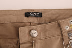 Costume National Beige Cotton Stretch Slim Fit Jeans - Zeiniez