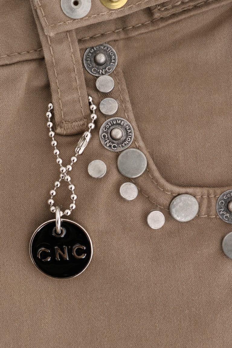 Costume National Beige Cotton Stretch Slim Fit Jeans - Zeiniez