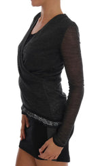 Ermanno Scervino Gray Wool Lace Top Long Sleeved T-shirt - Zeiniez