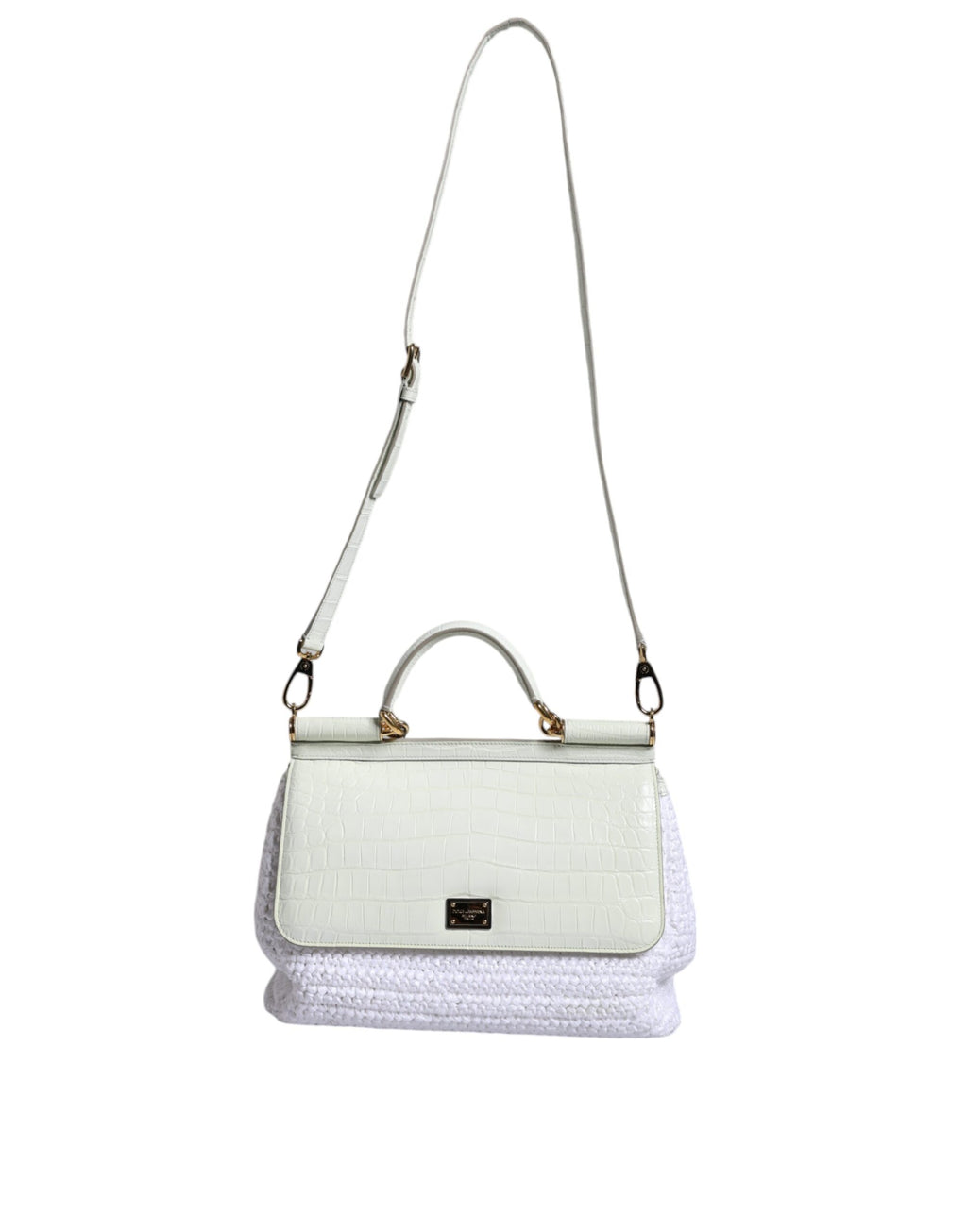Dolce & Gabbana White Rafia Leather SICILY Crossbody Bag - Zeiniez