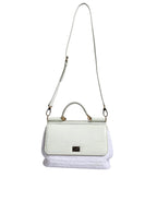 Dolce & Gabbana White Rafia Leather SICILY Crossbody Bag - Zeiniez
