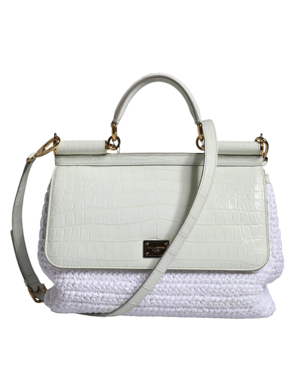 Dolce & Gabbana White Rafia Leather SICILY Crossbody Bag - Zeiniez
