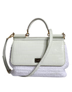Dolce & Gabbana White Rafia Leather SICILY Crossbody Bag - Zeiniez