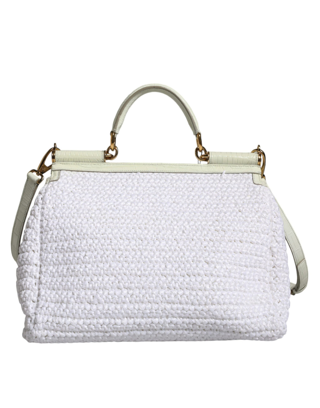 Dolce & Gabbana White Rafia Leather SICILY Crossbody Bag - Zeiniez