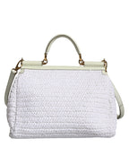 Dolce & Gabbana White Rafia Leather SICILY Crossbody Bag - Zeiniez