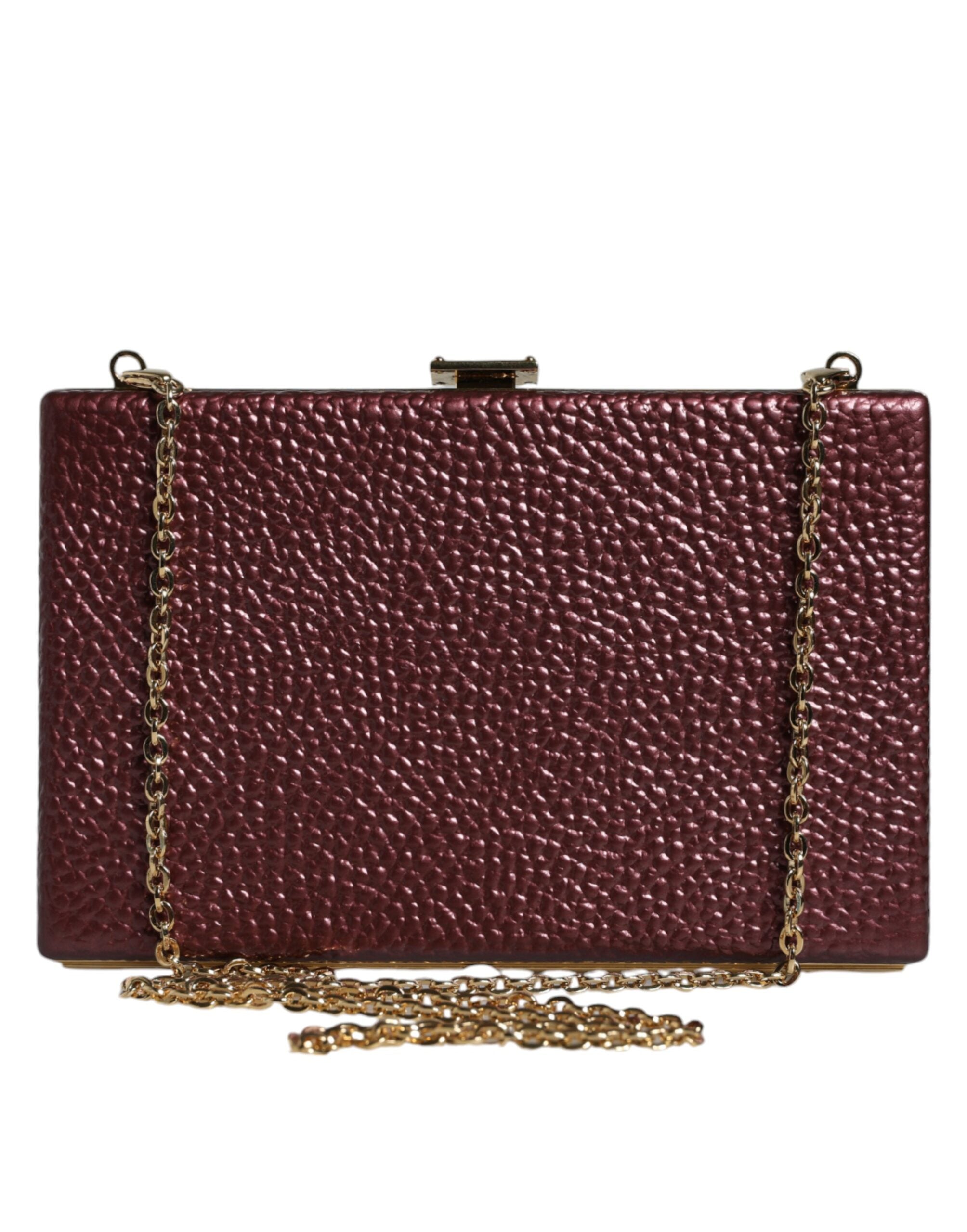Dolce & Gabbana Maroon Leather Clutch Evening Crossbody Bag - Zeiniez