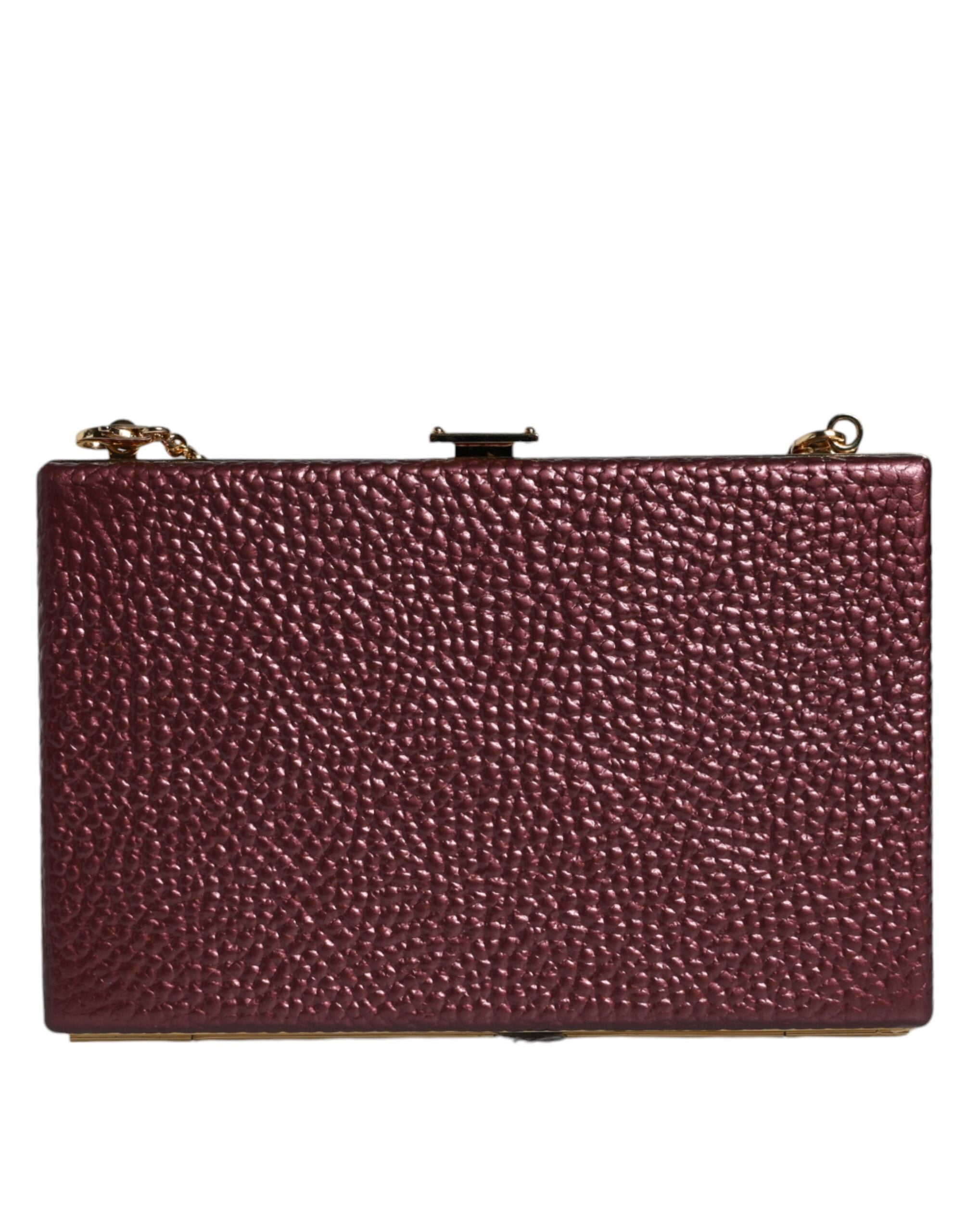 Dolce & Gabbana Maroon Leather Clutch Evening Crossbody Bag - Zeiniez