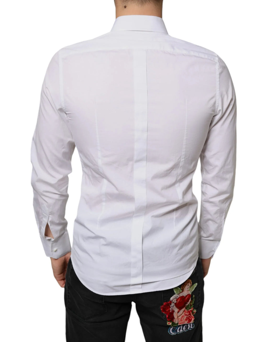 Dolce & Gabbana White Bib Cotton Poplin Formal Dress Shirt - Zeiniez