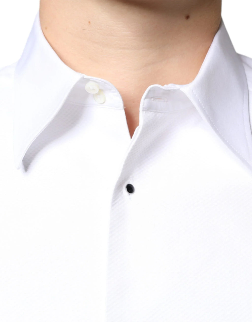 Dolce & Gabbana White Bib Cotton Poplin Formal Dress Shirt - Zeiniez