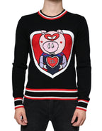 Dolce & Gabbana Black Cashmere Pig of the Year Pullover Sweater - Zeiniez