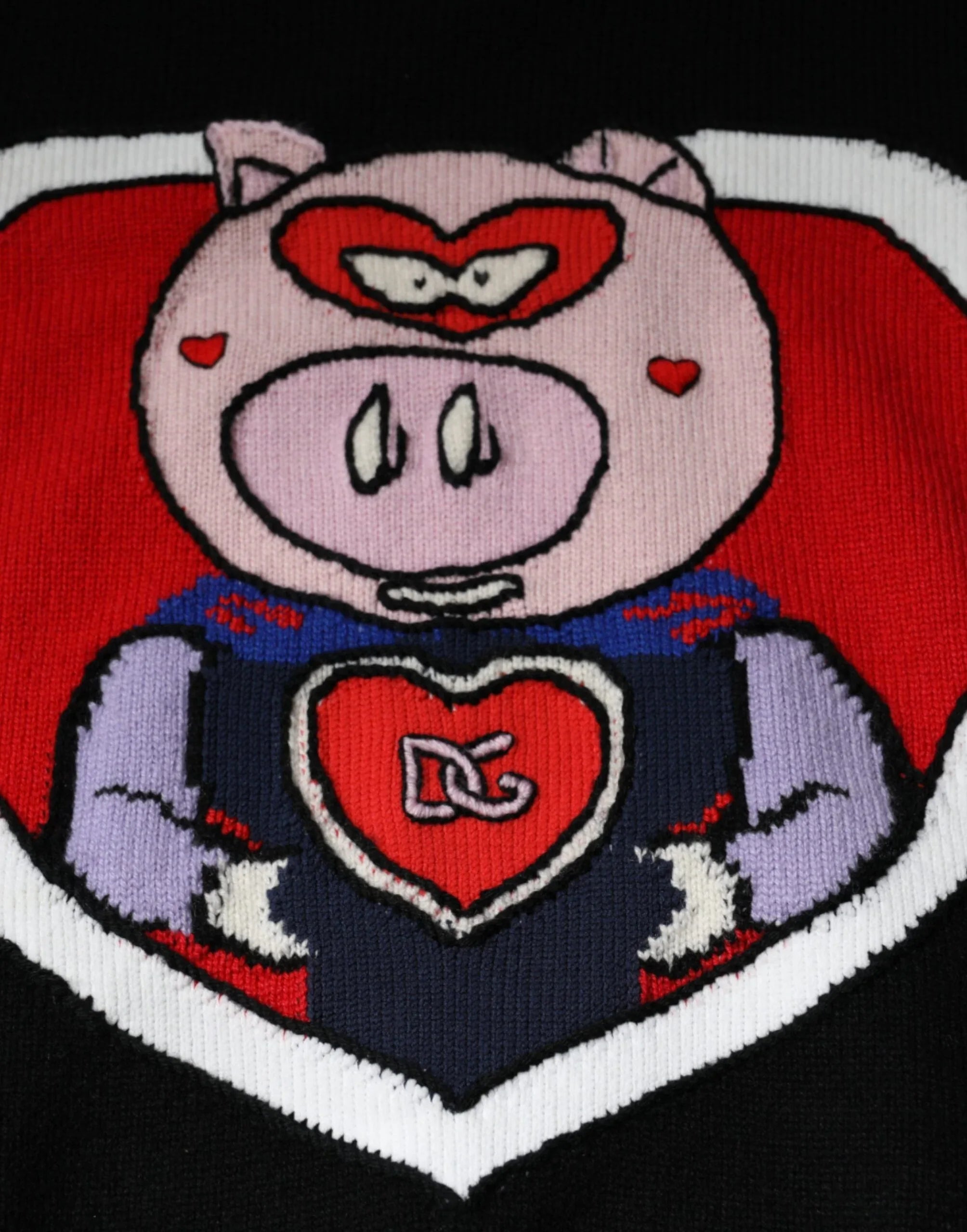 Dolce & Gabbana Black Cashmere Pig of the Year Pullover Sweater - Zeiniez