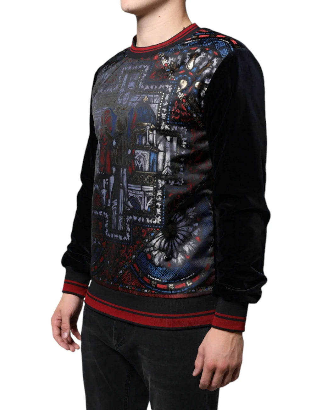 Dolce & Gabbana Multicolor Jacquard Crew Neck Sweatshirt Sweater - Zeiniez