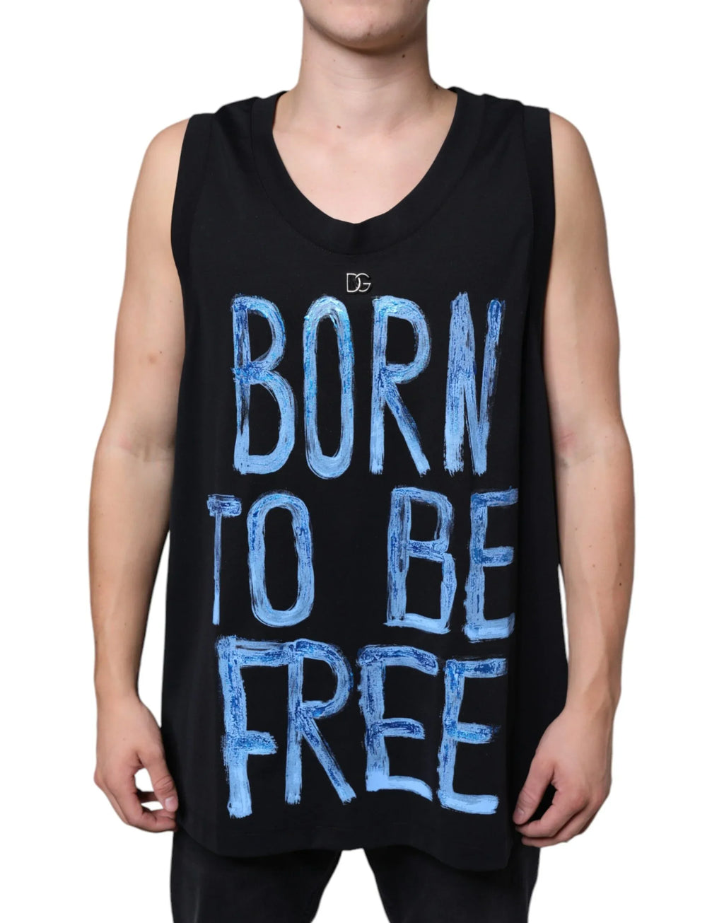 Dolce & Gabbana Black Cotton Born To Be Free Sleeveless T-shirt - Zeiniez
