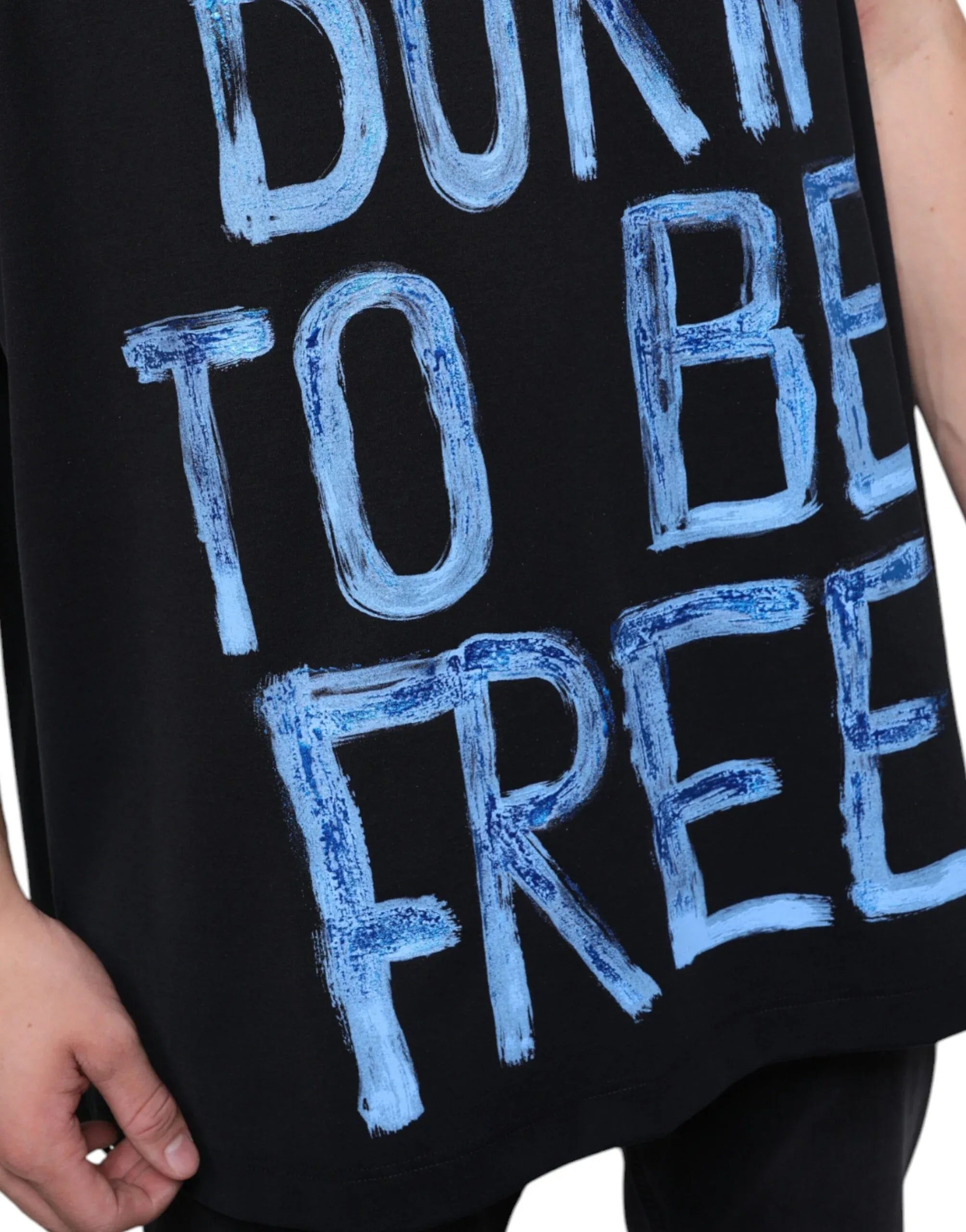 Dolce & Gabbana Black Cotton Born To Be Free Sleeveless T-shirt - Zeiniez