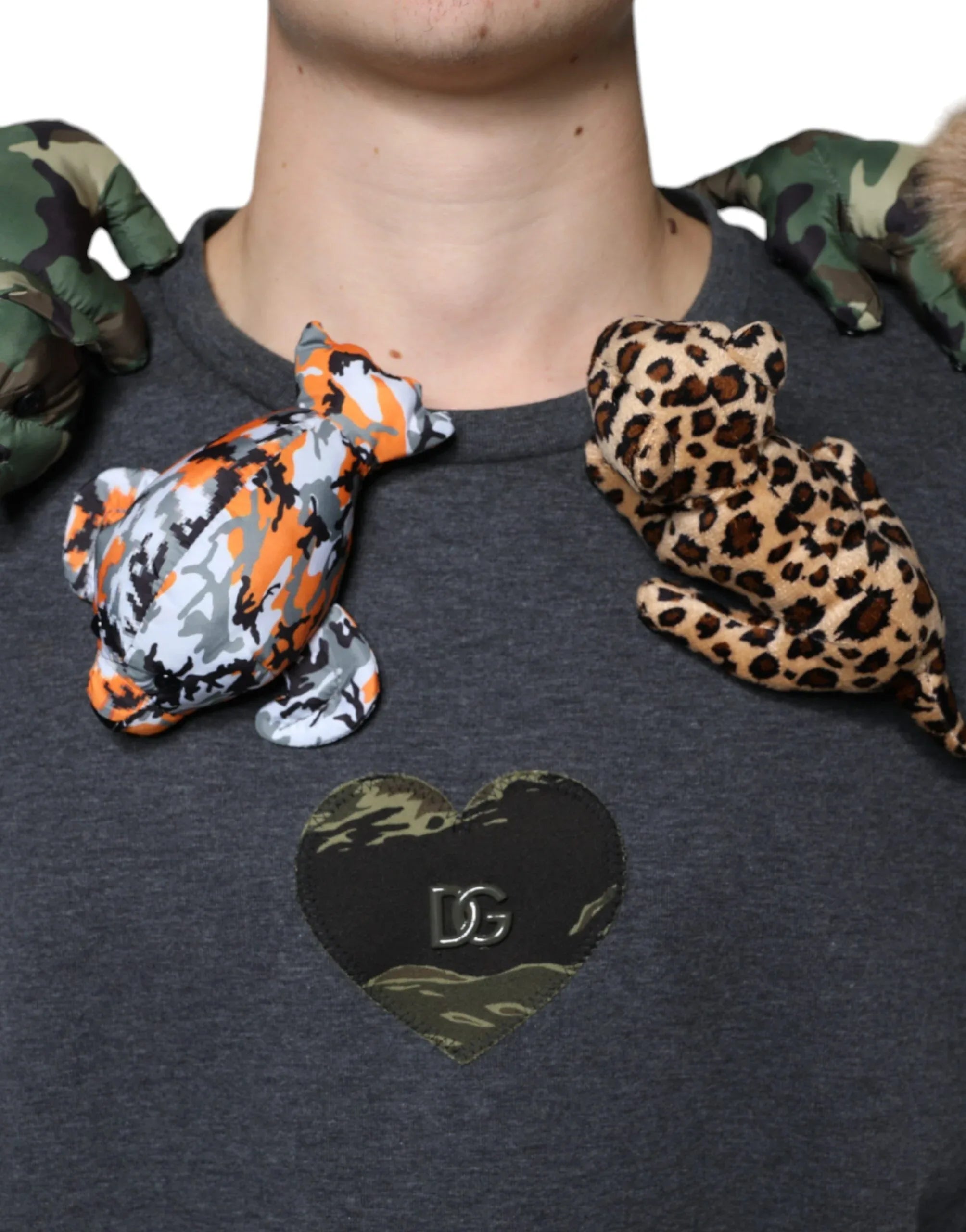 Dolce & Gabbana Gray Camouflage Animal Stuff Cotton T-shirt - Zeiniez