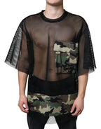 Dolce & Gabbana Black Mesh Camouflage Short Sleeves T-shirt - Zeiniez