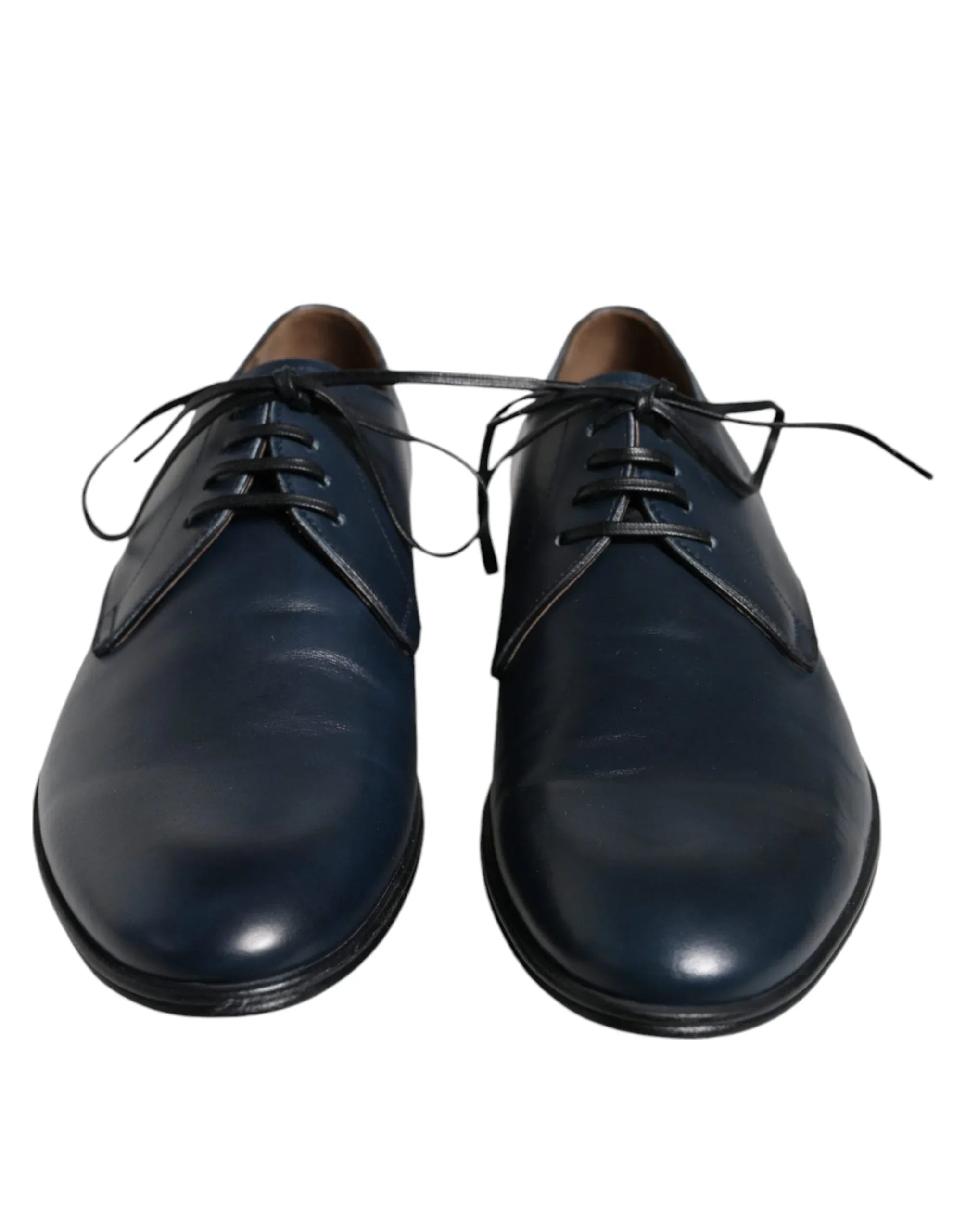 Dolce & Gabbana Navy Blue Leather Derby Dress Formal Shoes - Zeiniez