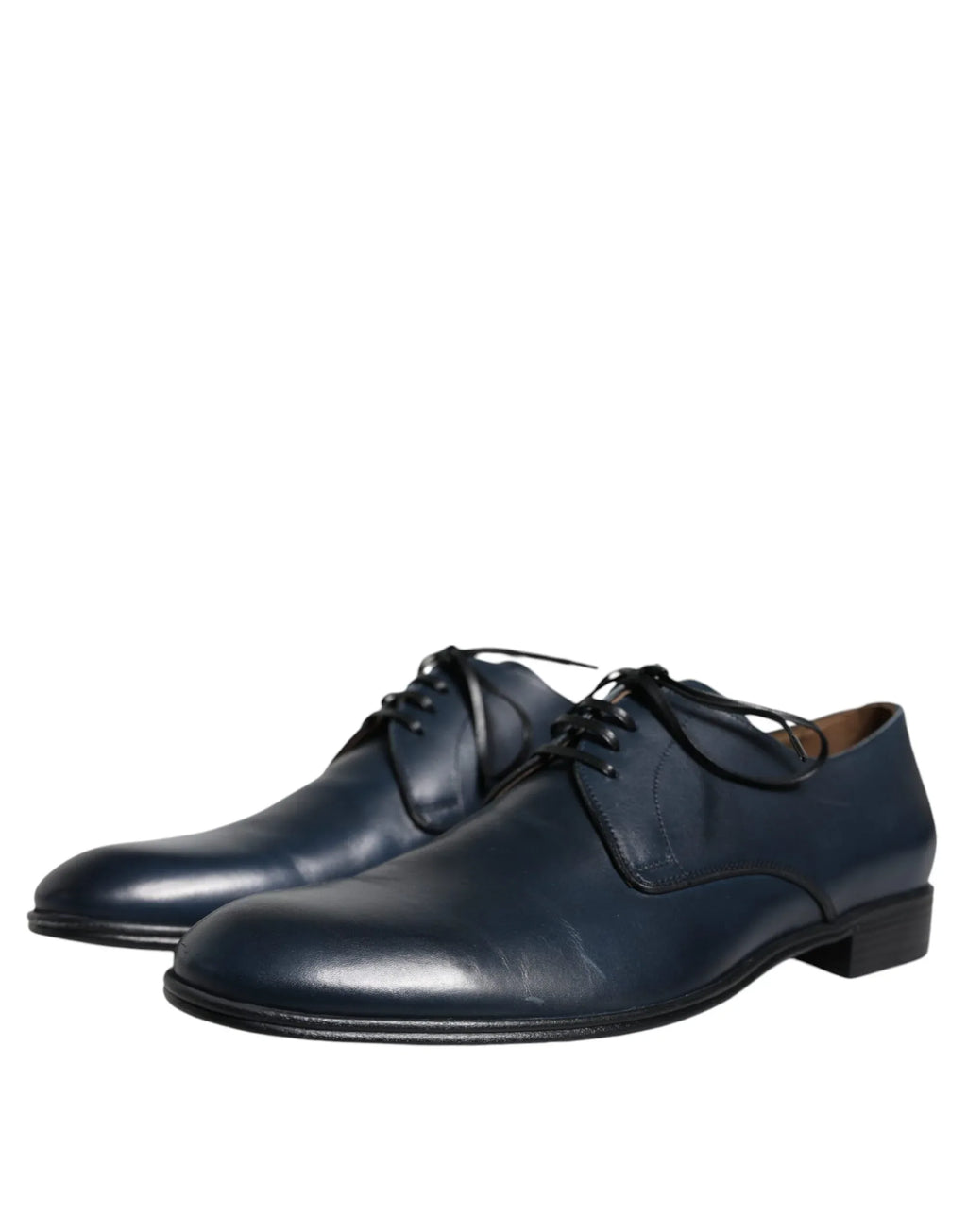 Dolce & Gabbana Navy Blue Leather Derby Dress Formal Shoes - Zeiniez