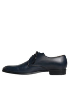 Dolce & Gabbana Navy Blue Leather Derby Dress Formal Shoes - Zeiniez