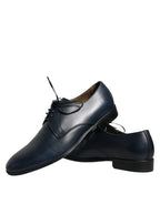 Dolce & Gabbana Navy Blue Leather Derby Dress Formal Shoes - Zeiniez