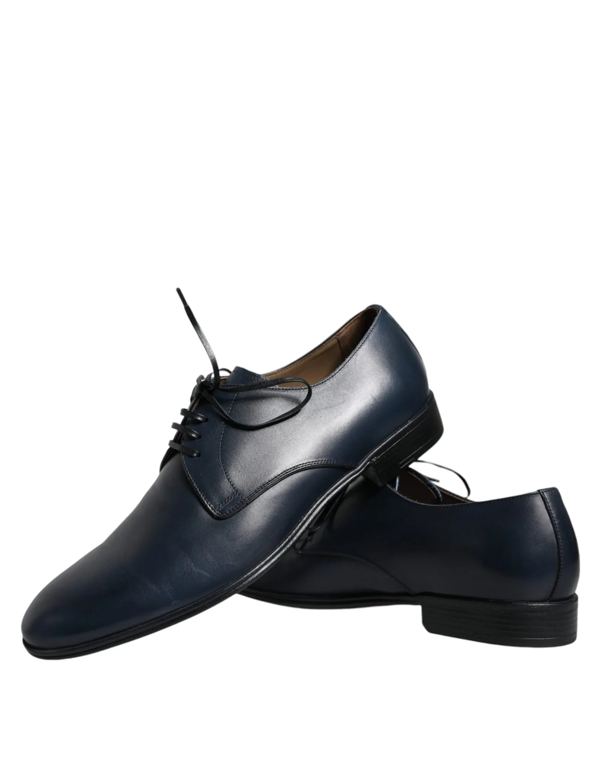 Dolce & Gabbana Navy Blue Leather Derby Dress Formal Shoes - Zeiniez
