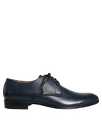 Dolce & Gabbana Navy Blue Leather Derby Dress Formal Shoes - Zeiniez