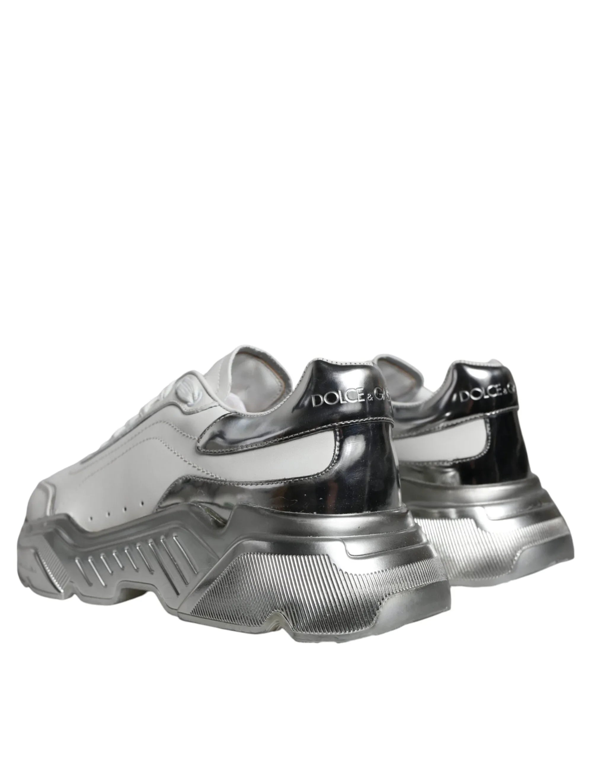 Dolce & Gabbana White Silver Daymaster Low Top Sneakers Shoes - Zeiniez