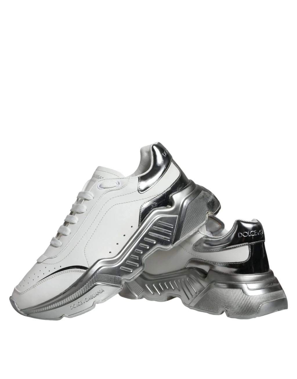 Dolce & Gabbana White Silver Daymaster Low Top Sneakers Shoes - Zeiniez