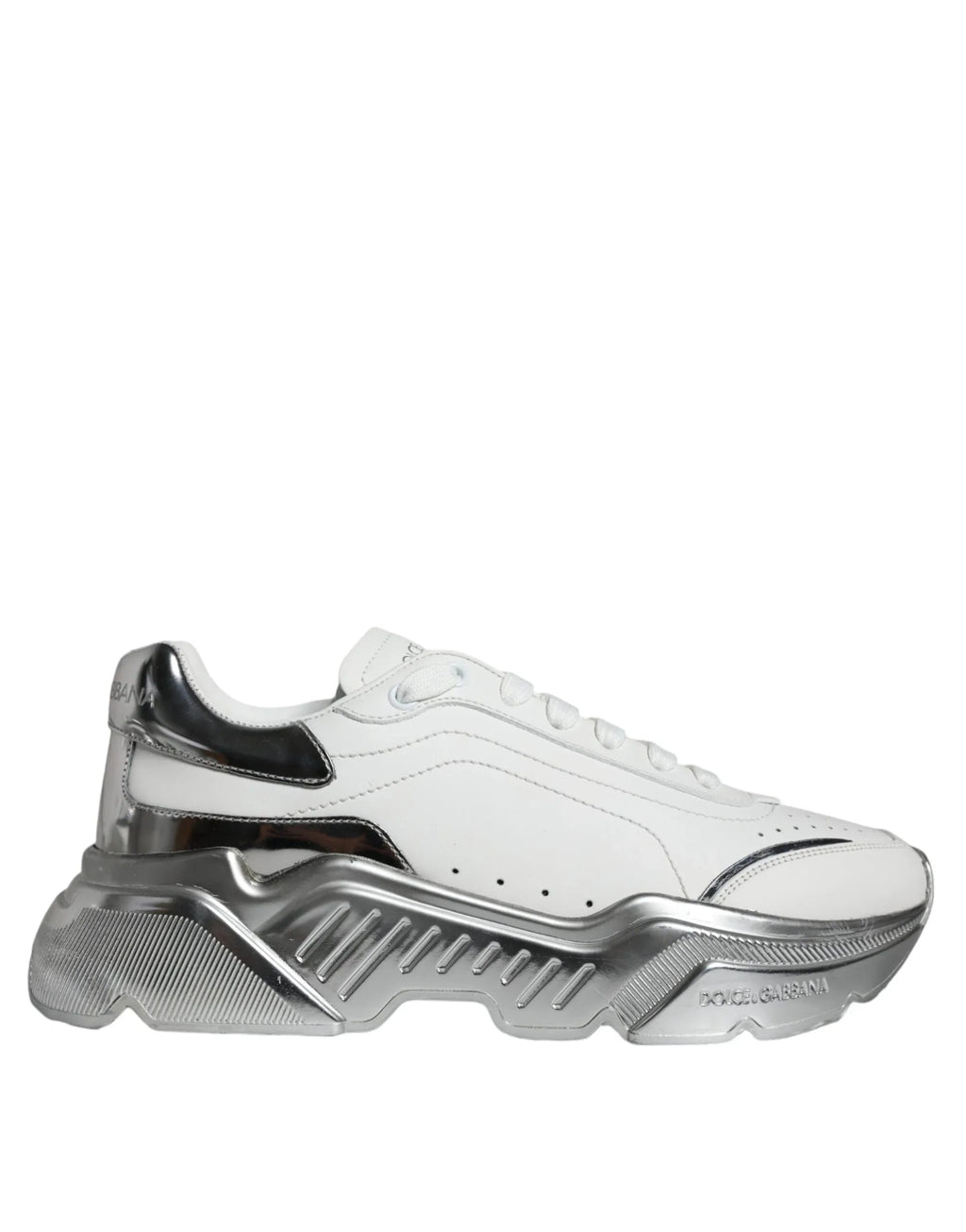 Dolce & Gabbana White Silver Daymaster Low Top Sneakers Shoes - Zeiniez