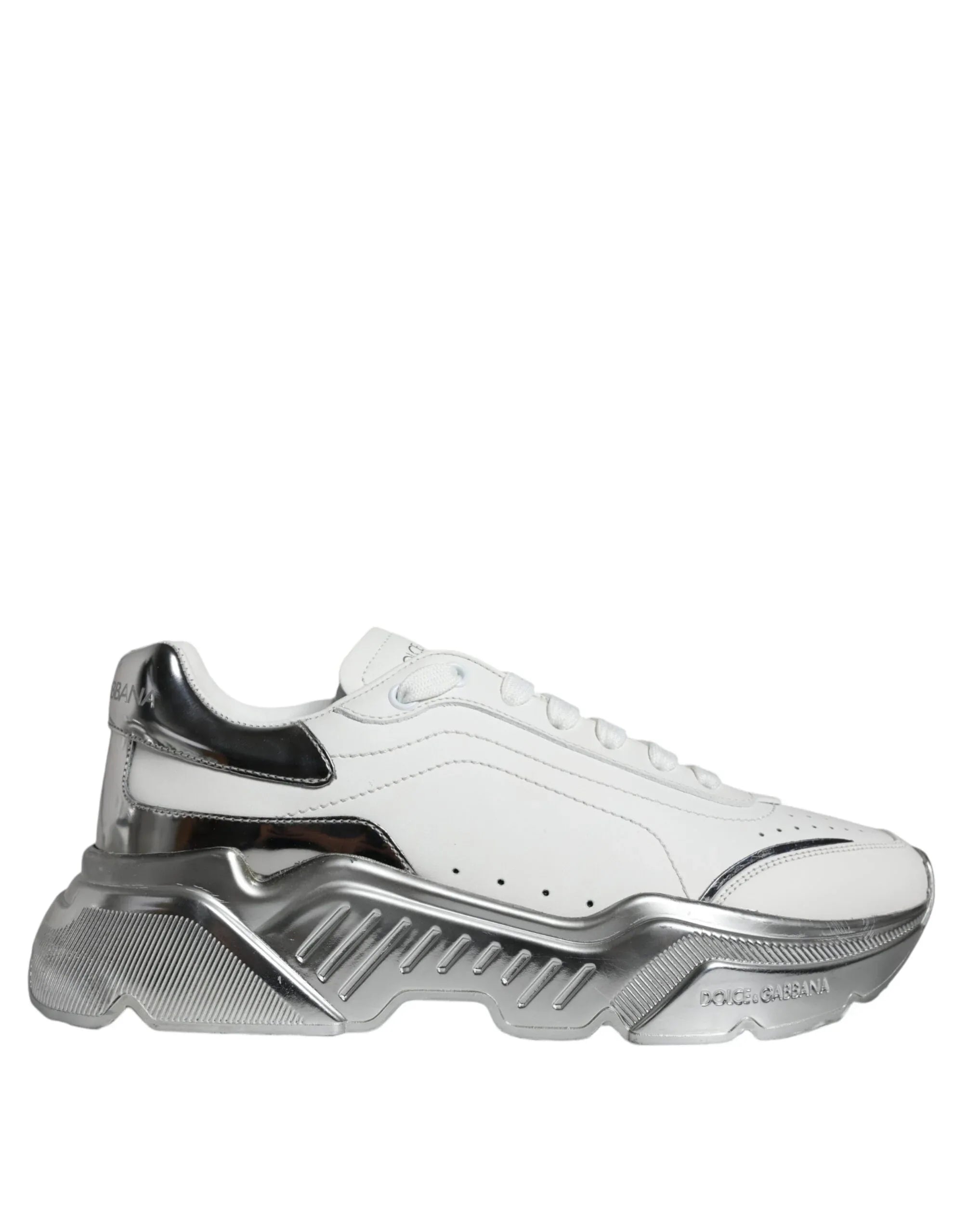 Dolce & Gabbana White Silver Daymaster Low Top Sneakers Shoes - Zeiniez