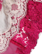 Dolce & Gabbana Pink Lace Crystal Sheath Long Gown Dress