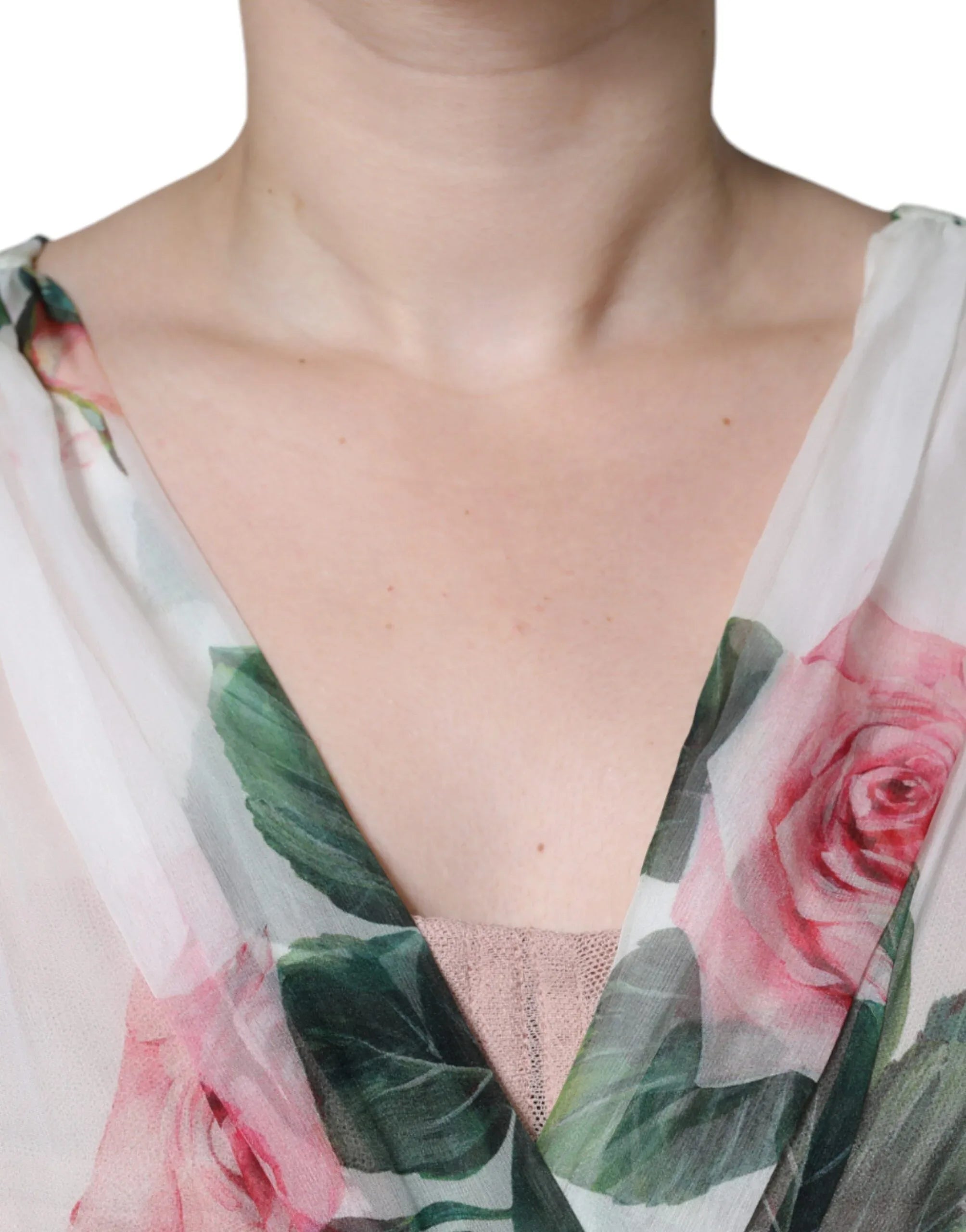 Dolce & Gabbana White Silk Floral Print A-line Midi Dress - Zeiniez