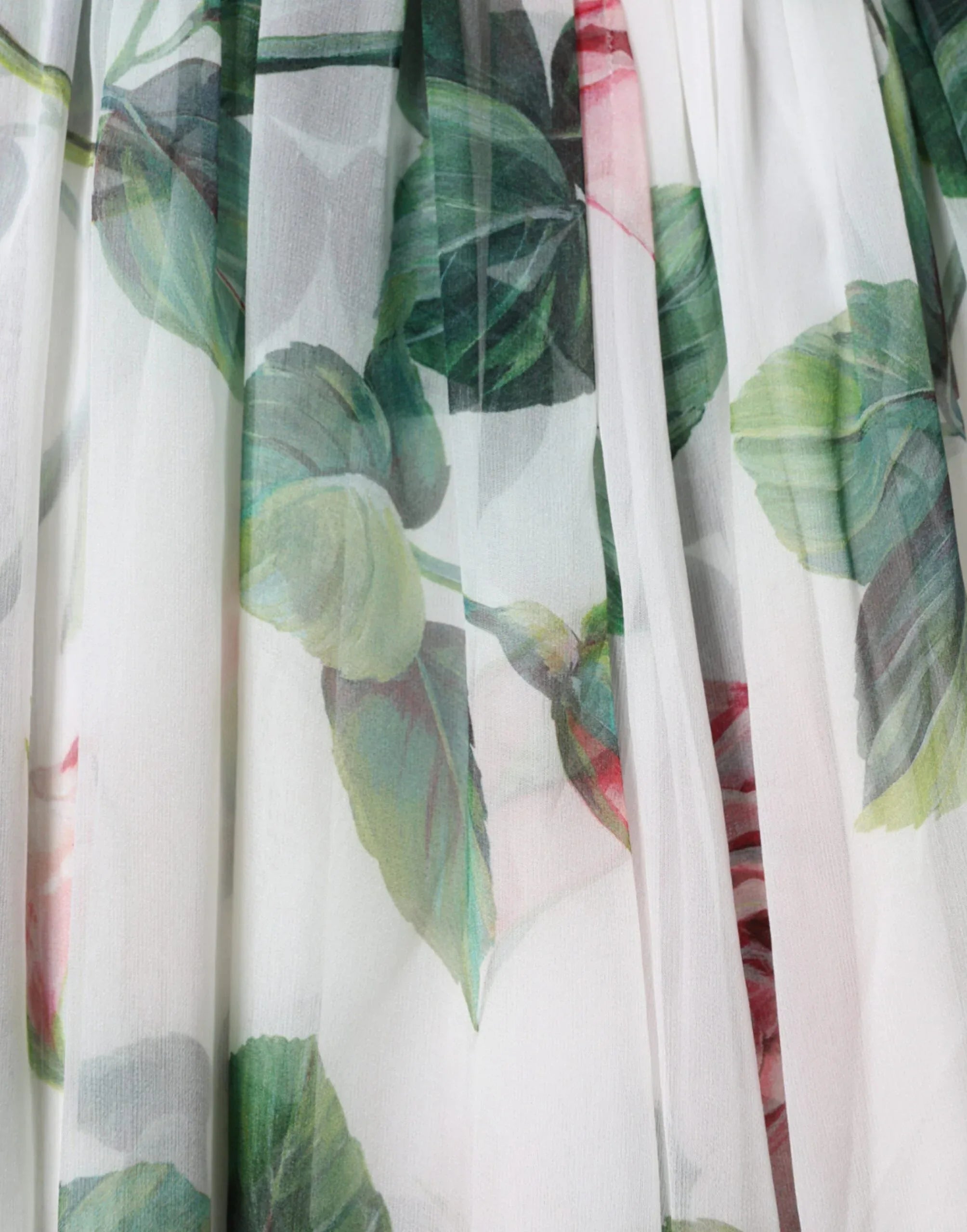 Dolce & Gabbana White Silk Floral Print A-line Midi Dress - Zeiniez