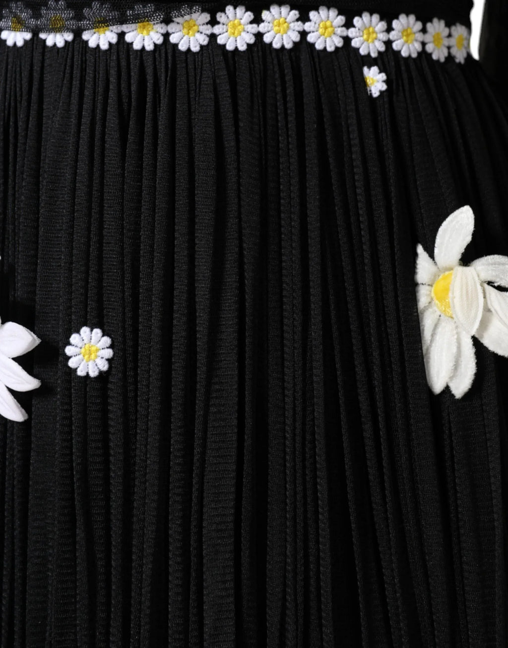 Dolce & Gabbana Black Silk Daisy A-line Long Maxi Dress - Zeiniez