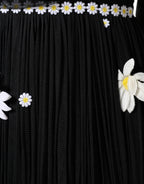 Dolce & Gabbana Black Silk Daisy A-line Long Maxi Dress - Zeiniez