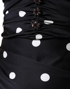 Dolce & Gabbana Black Silk Polka Dot Vneck Tassel Midi Dress - Zeiniez